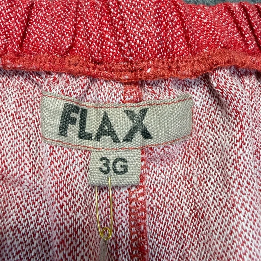 FLAX Red Linen Wide Leg Cropped Pants 3G NWT Lagenlook - Picture 3 of 7